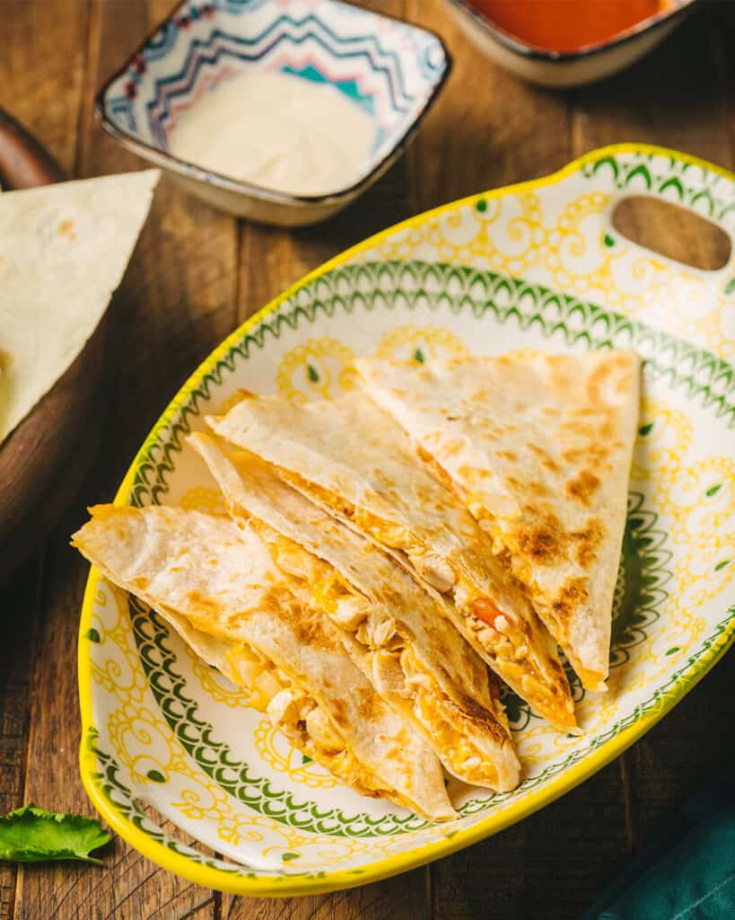 Chicken and cheese quesadillas