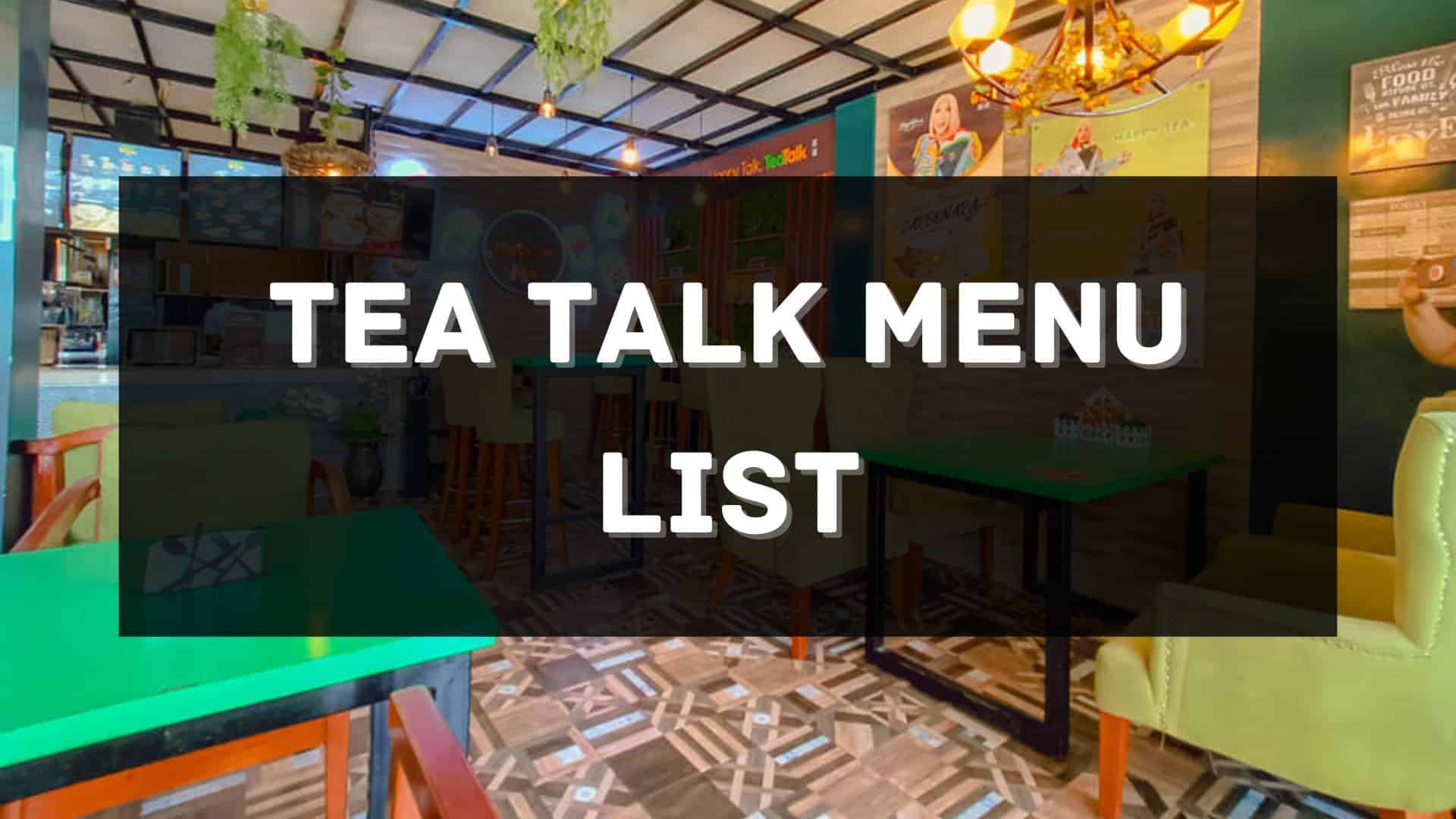 tea talk menu prices philippines