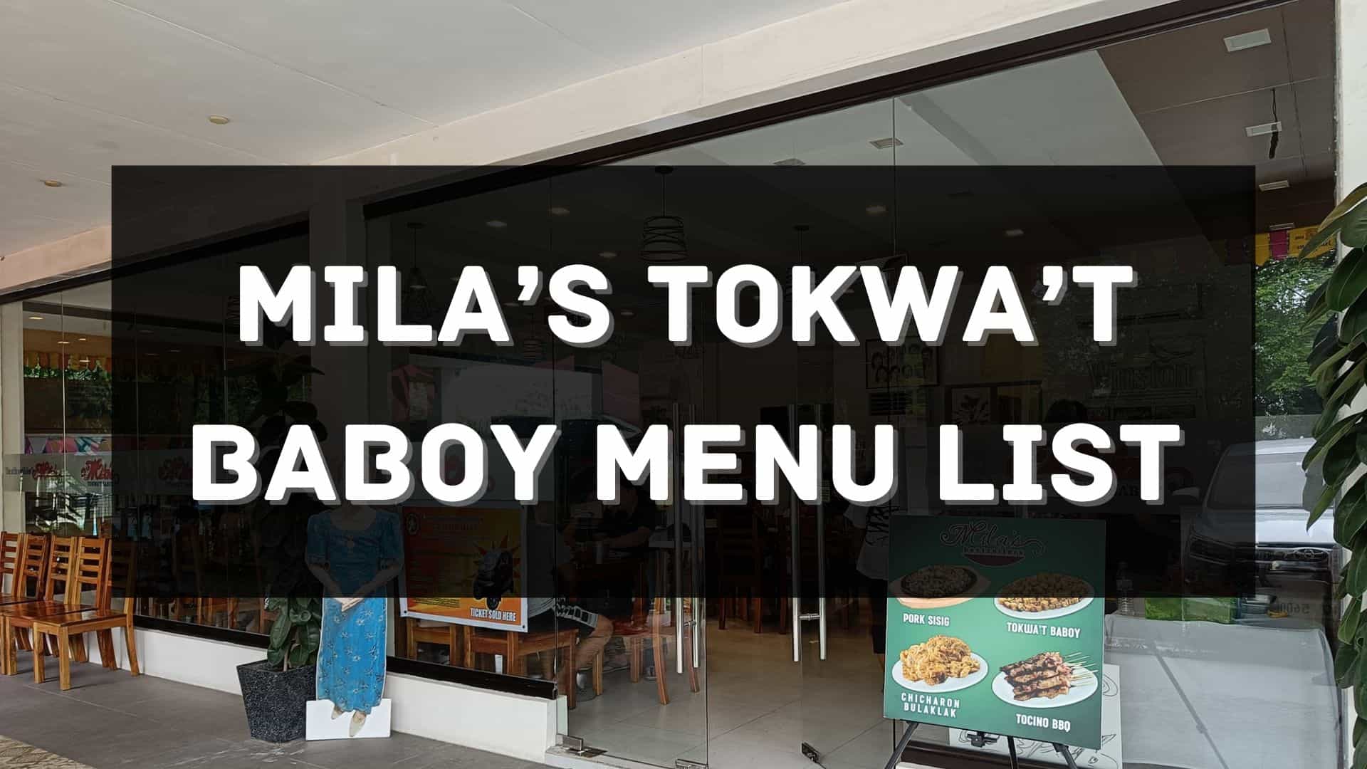 mila's tokwa't baboy menu prices philippines