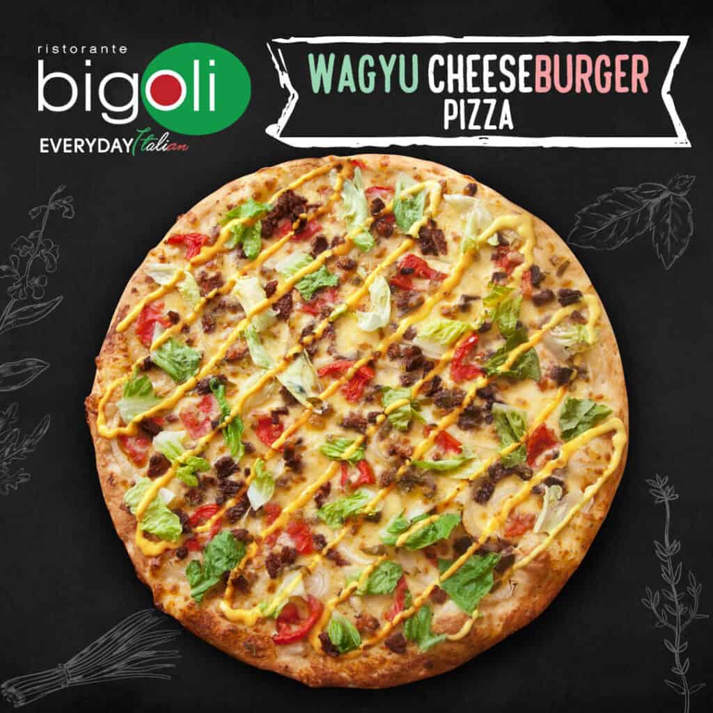 Wagyu cheeseburger pizza