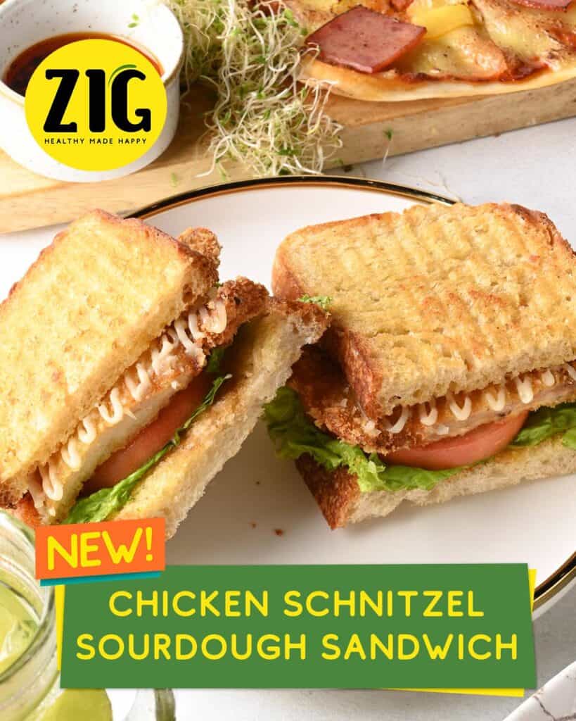 Chicken schnitzel toasted sandwich