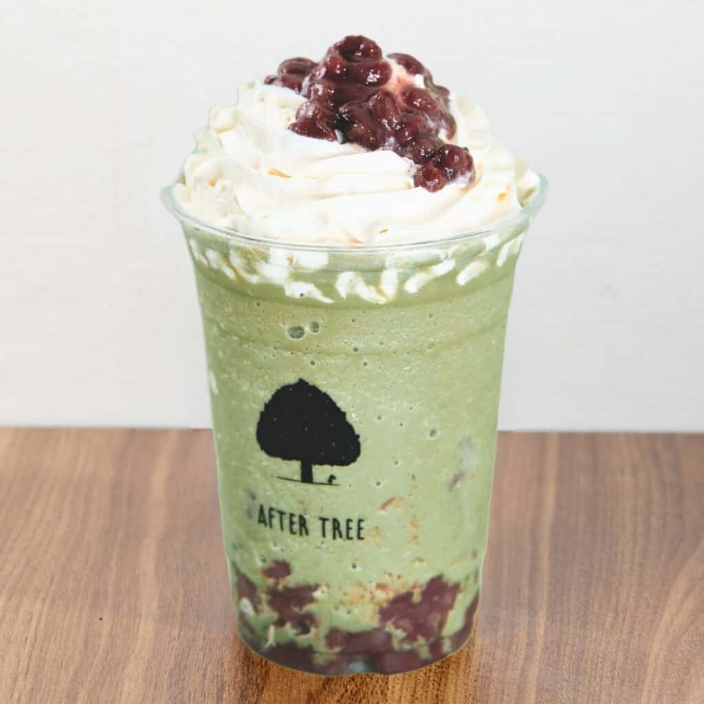 matcha redbean frappe