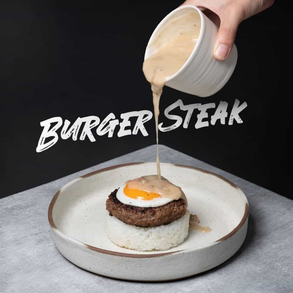 burger steak rice